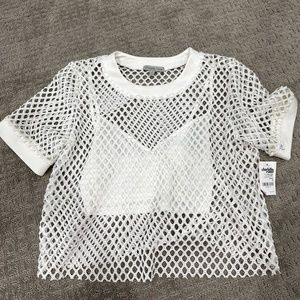 Fishnet crop top shirt